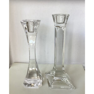 2 Crystal Candle Stick Holders 24% Lead 8.25” & 7.75” Villeroy & Boch & Toscany